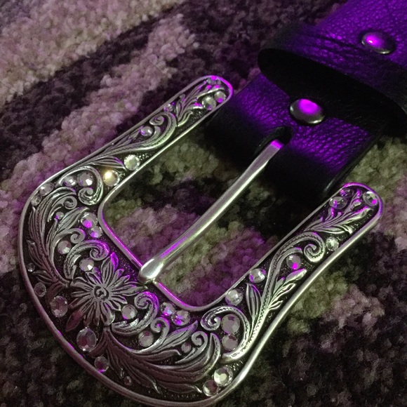 ✨ Genuine Leather Rhinestone Buckle Belt ✨ - Picture 3 of 5